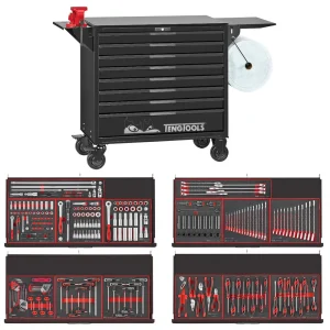 Teng Tools 447 Piece PRO35 37 Inch Wide EVA Foam Black Roller Cabinet Workstation Tool Kit – TCEMM637NBK-BUILD