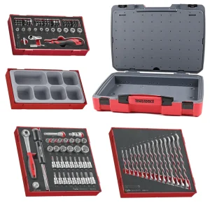 Teng Tools 129 Piece 3/8 Inch Drive Socket, Wrench & Bit Foam Kit – TC-6T-8