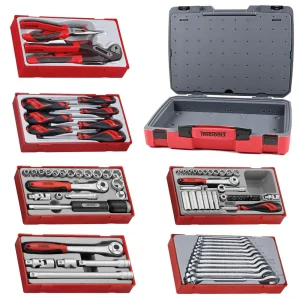 Teng Tools 82 Piece Mixed Drive Metric Socket, Wrench, Screwdriver & Plier Kit – TC-6T-22