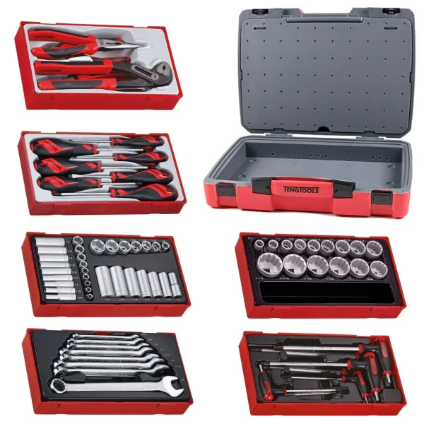 Teng Tools 73 Piece Mixed Drive SAE Socket, Wrench, Hex, Screwdriver & Plier Kit – TC-6T-23