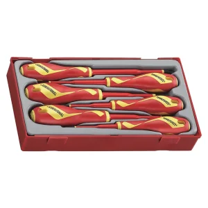 Teng Tools 6 Piece 1000 Volt Flat (Slotted), Phillips (PH), Pozidriv (PZ) Insulated Screwdriver Set – TTV706N