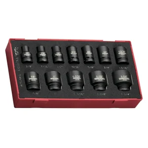 Teng Tools 16 Piece 6 Point SAE Regular / Shallow 1/2 Inch Drive Chrome Molybdenum DIN Impact EVA Foam Socket Set (3/...