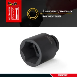 Teng Tools 1/2 Inch Drive DIN 6 Point Metric Short Reach Stubby Chrome Molybdenum Impact Sockets - view 3