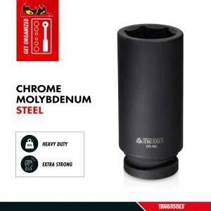 Teng Tools 1/2 Inch Drive ANSI 6 Point Metric Deep Chrome Molybdenum Impact Sockets - view 2