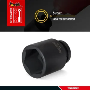 Teng Tools 1/2 Inch Drive DIN 6 Point SAE Shallow / Regular Chrome Molybdenum Impact Sockets - view 3