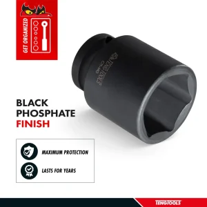 Teng Tools 1/2 Inch Drive DIN 6 Point SAE Shallow / Regular Chrome Molybdenum Impact Sockets - view 4