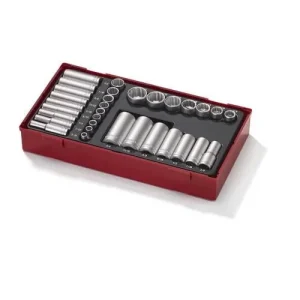 Teng Tools 32 Piece 1/4 Inch & 3/8 Inch Drive 12 Point SAE Shallow & Deep Chrome Vanadium Socket Set | Mechanic Tools...