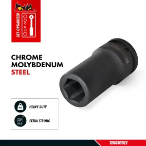 Teng Tools 1 Inch Drive 6 Point Metric Deep Thinwall Chrome Molybdenum Impact Sockets - view 3