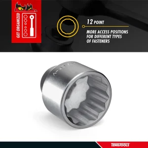 Teng Tools 1 Inch Drive 12 Point Metric Shallow Chrome Vanadium Sockets - view 3