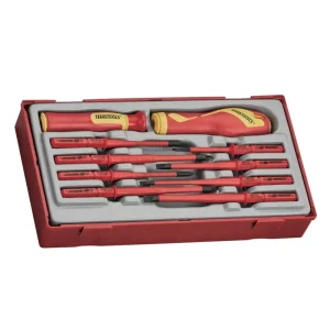 Teng Tools 10 Piece 1000 Volt Slotted, Phillips (PH), Pozidriv (PZ) Interchangeable Blade Screwdriver Set | Electrici...