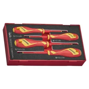 Teng Tools 4 Piece 1000 Volt Insulated Phillips (PH), Pozidriv (PZ) Screwdriver EVA Foam Set – TEAMDV04N1