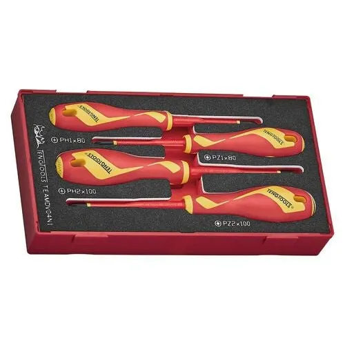 Teng Tools 4 Piece 1000 Volt Insulated Phillips (PH), Pozidriv (PZ) Screwdriver EVA Foam Set – TEAMDV04N1