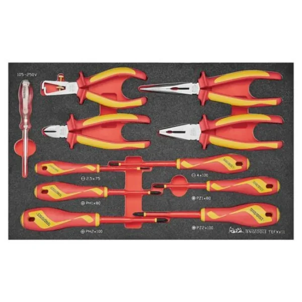 Teng Tools 11 Piece 1000 Volt Insulated Plier (Side Cutting, Combination, Long Nose, Wire Stripping) And Screwdriver ...
