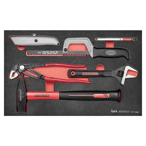 Teng Tools 6 Piece Plier, Wrench, Engineer Hammer, Knife & Saw General EVA Foam Tray – TEFX06E