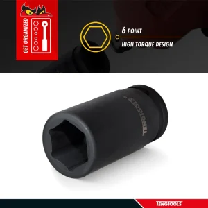 Teng Tools 3/4 Inch Drive 6 Point Metric Deep Chrome Molybdenum Impact Sockets - view 3