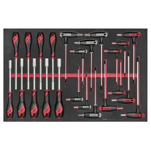 Teng Tools 23 Piece Metric Nut Driver and T Handle Hex and (TX/TPX) Wrench Key EVA Foam Set – TTEX23N