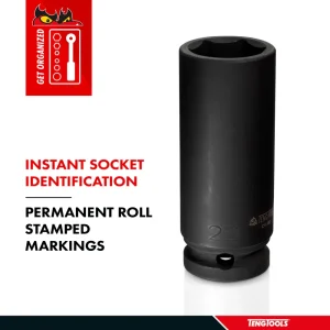 Teng Tools 1/2 Inch Drive 6 Point Metric Deep Chrome Molybdenum Impact Sockets - view 4
