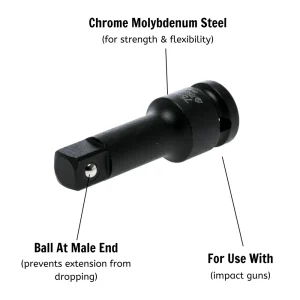 Teng Tools 1/2 Inch Drive 3 Inch ANSI Chrome Molybdenum Impact Extension Bar – 920020A-C - view 2