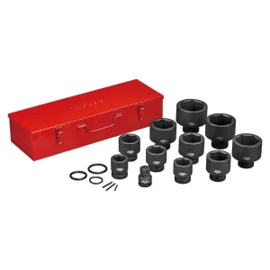 Teng Tools 17 Piece 1 Inch Drive 6 Point Metric Shallow Chrome Molybdenum Impact Socket Set (36mm to 80mm) – 9117