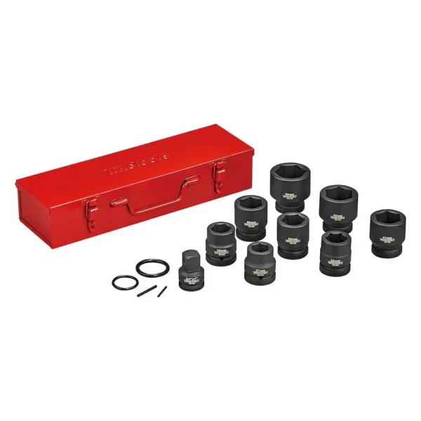 Teng Tools 13 Piece 1 Inch Drive 6 Point Metric Shallow Chrome Molybdenum Impact Socket Set (27mm to 50mm) – 9113