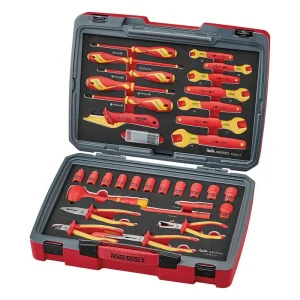 Teng Tools 37 Piece 1000 Volt Insulated Open Ended Wrench, Screwdriver, Plier & Socket Electricians Portable EVA Foam...