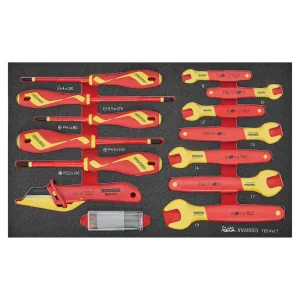 Teng Tools 17 Piece 1000 Volt Insulated Open Ended Wrench (8mm to 19mm) & Slotted, PH, PZ Screwdriver EVA Foam Tool T...
