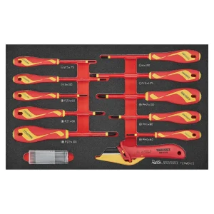 Teng Tools 15 Piece 1000 Volt Insulated Slotted, PH, PZ Screwdriver & Knife EVA Foam Tool Tray – TEFMDV15