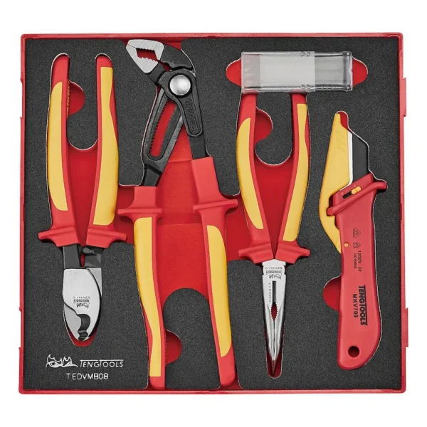 Teng Tools 8 Piece 1000 Volt Insulated Mixed Plier & Knife EVA Foam Tool Tray – TEDVMB08