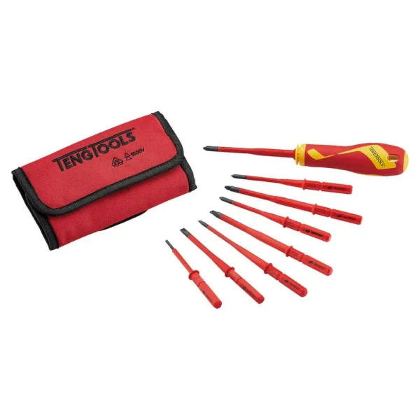 Teng Tools 9 Piece 1000 Volt Insulated Mixed Interchangeable Screwdriver Blade Wallet – MDV909N