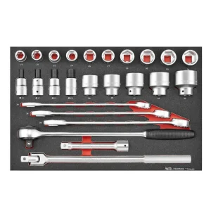 Teng Tools 25 Piece 3/4 Inch Drive Metric 6 Point Socket & Combination Wrench Set (19mm to 50mm) – TTESK25