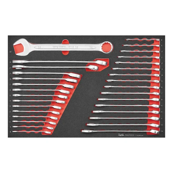 Teng Tools 31 Piece Metric Combination Wrench EVA Foam Set (5.5mm to 38mm) – TTESP31A
