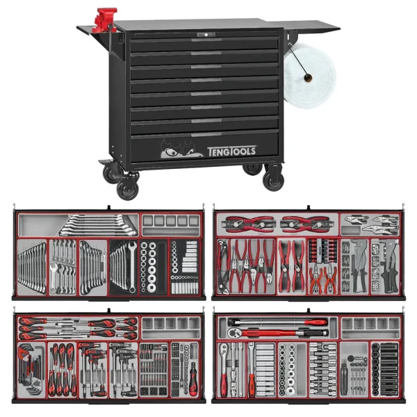 Teng Tools 1008 Piece PRO35 37 Inch Wide Black Roller Cabinet Workstation Tool Kit – TKW37B1008T