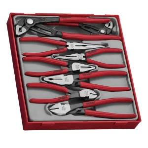 Teng Tools 8 Piece Vinyl Grip Q Plier Set Tool Tray (Side Cutters, Linesman, Long Nose, Slip Joint/Water Pump) – TTD441Q