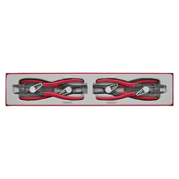 Teng Tools 4 Piece 9 Inch Pro Snap Ring Circlip Inner / Outer / Straight / Bent Plier Set – TTX474-9E