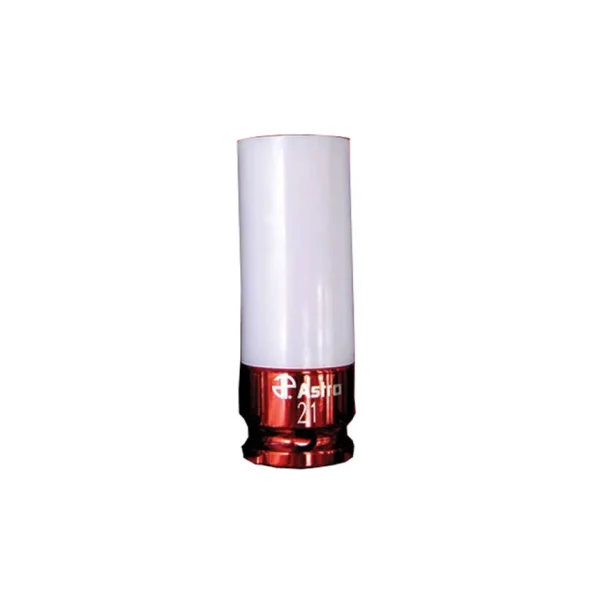 Astro Pneumatic 21 mm Impact Socket with Chrome Protective Plastic Sleeve & Shallow Broach (Red) – 7870-21