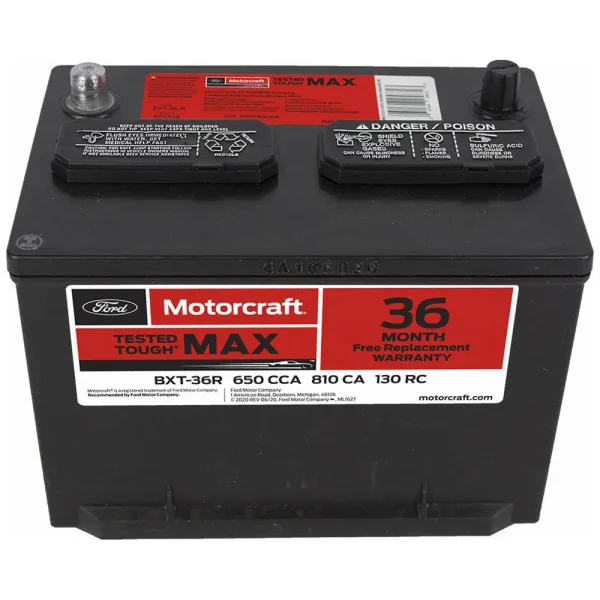 Motorcraft Tested Tough MAX Standard Flooded Top Post Battery Group Size 36R 36R 650 CCA 130 Minute RC – BXT36R