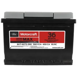 Motorcraft Tested Tough MAX Standard Flooded Top Post Battery Group Size 90 90 590 CCA 90 Minute RC – BXT90T5590