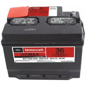 Motorcraft Tested Tough MAX Standard Flooded Top Post Battery Group Size 96R 96R 500 CCA 85 Minute RC – BXT96R500