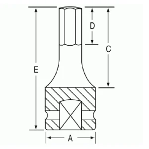 Grey Pneumatic 1/2″ Drive X 9Mm 6″ Length Hex Driver Socket (29096M) - view 2