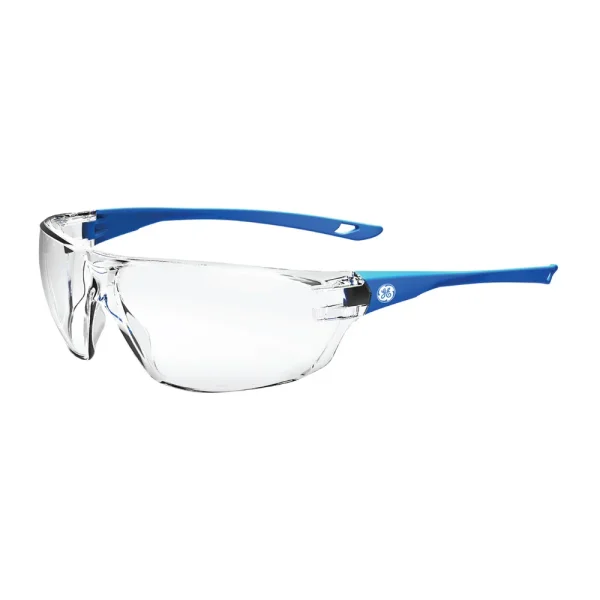 General Electric Blue Scratch-Resistant Safety Glasses -Clear, Mirror, I/O Lenses (GE103C, GE103CAF, GE103MAF)