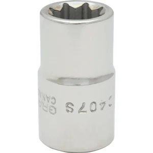 Gray Tools 7/16″ X 1/2″ Drive, 8 Point Standard Length, Chrome Finish Socket (D407S)