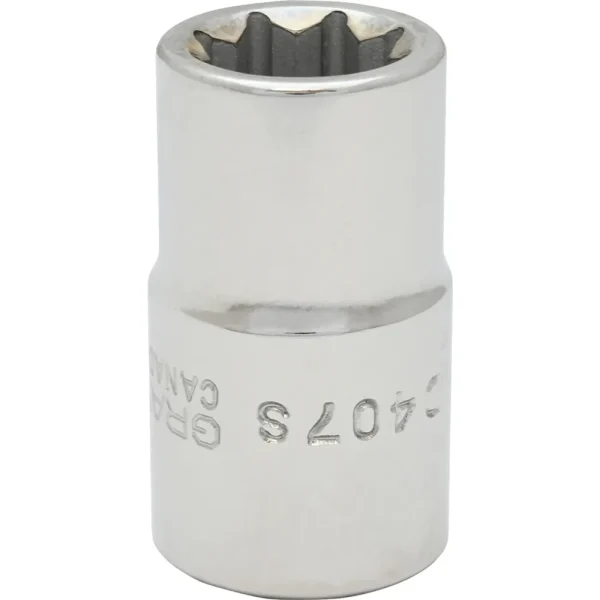 Gray Tools 7/16″ X 1/2″ Drive, 8 Point Standard Length, Chrome Finish Socket (D407S)