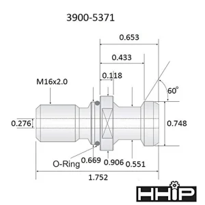 HHIP 1.75 X .75″ 45 DEGREE ISO 40A COOLANT THRU RETENTION KNOB (3900-5371) - view 3