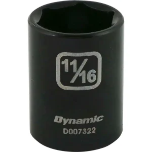 Dynamic Tools 3/8″ Drive 6 Point SAE, 11/16″ Standard Length, Impact Socket (D007322)