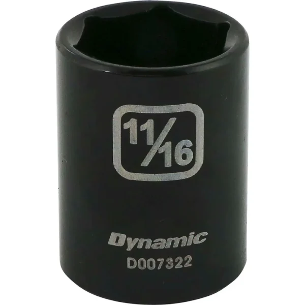 Dynamic Tools 3/8″ Drive 6 Point SAE, 11/16″ Standard Length, Impact Socket (D007322)