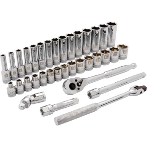 Dynamic Tools 3/8″ Drive 35 Piece 6 Point, Standard/Deep Metric Socket Set, 6mm – 20mm (D010011)