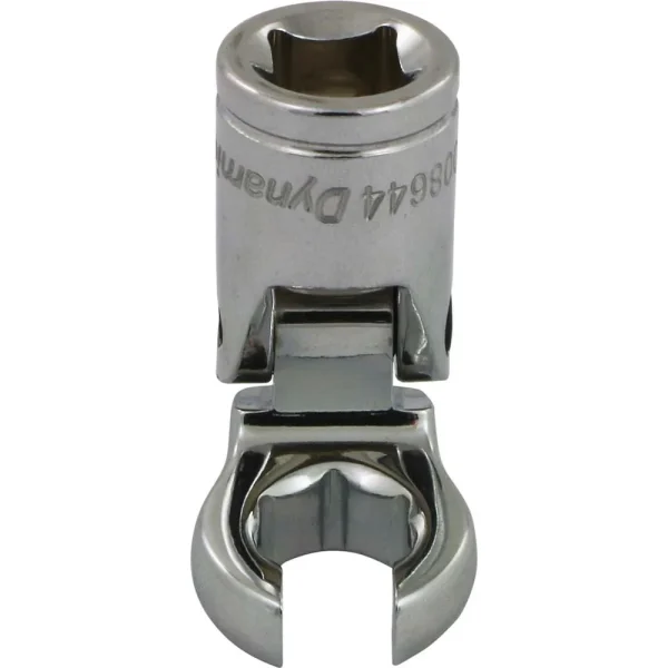 Dynamic Tools 3/8″ Drive SAE 7/16″ Flex Head, Crow Foot Flare Nut Socket, Chrome Finish (D008644)