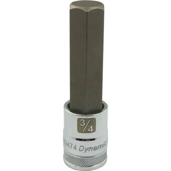 Dynamic Tools 1/2″ Drive SAE Hex Head, 3/4″ Long Bit, Chrome Finish Socket (D013474)