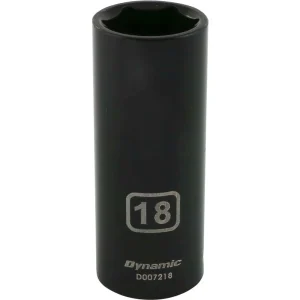 Dynamic Tools 3/8″ Drive 6 Point Metric, 18mm Deep Length, Impact Socket (D007218)
