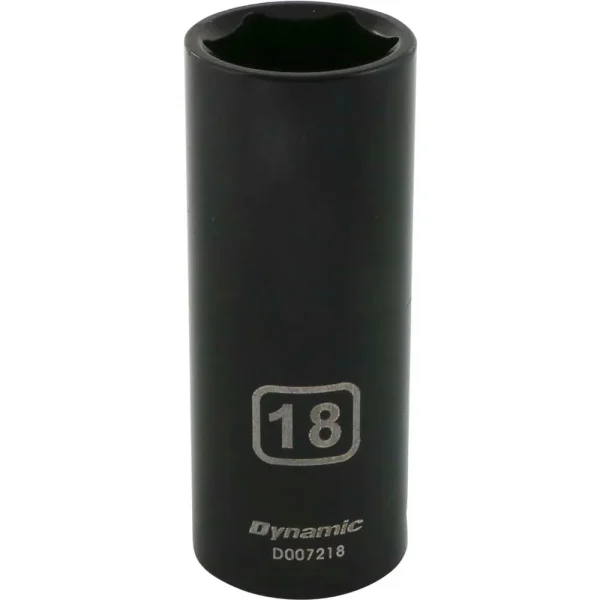 Dynamic Tools 3/8″ Drive 6 Point Metric, 18mm Deep Length, Impact Socket (D007218)